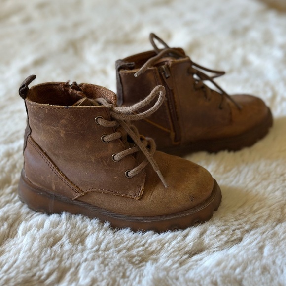 ZARA Brown Real Leather Toddler Boots - Picture 1 of 7